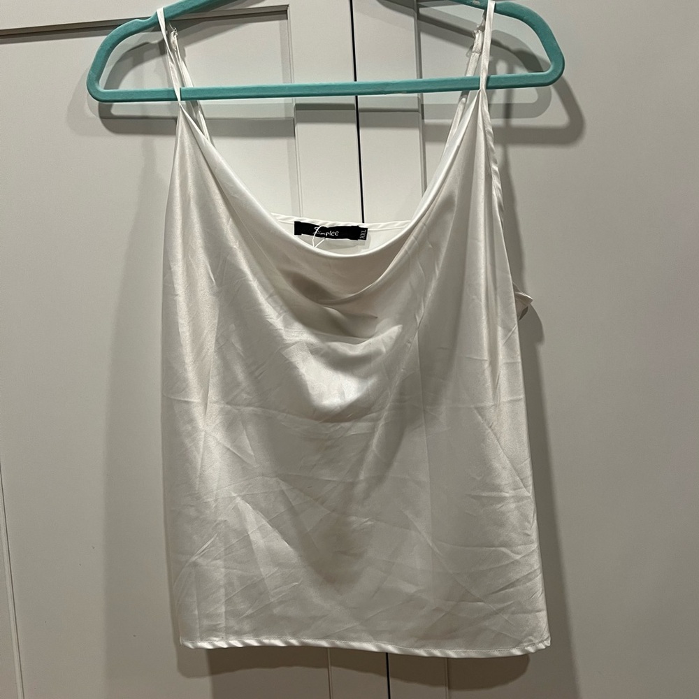 NWT Simplee apparel scoop neck white satin tank size xxl